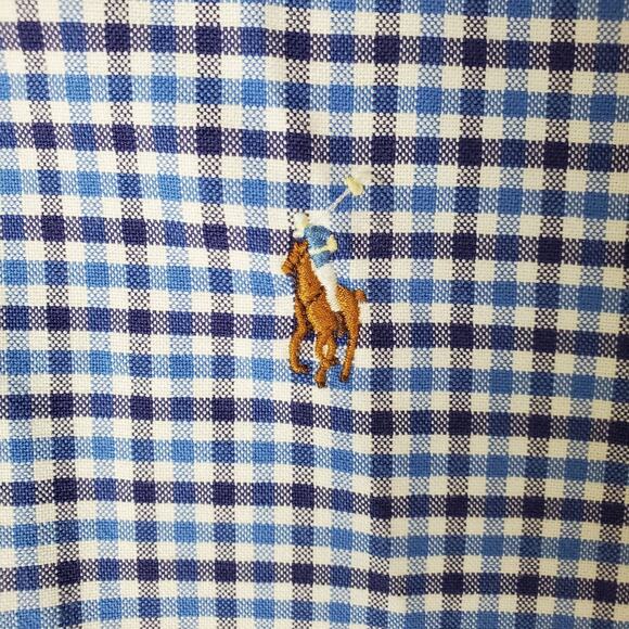Ralph Lauren Men's Blue White Plaid Long Sleeve Button Down Shirt Size XL - Picture 4 of 5
